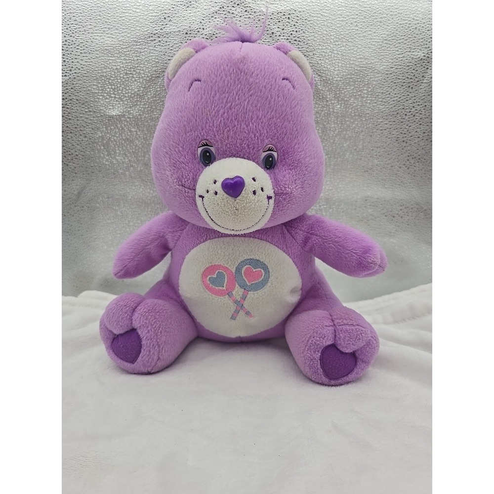 Care Bears Lollipops & Hearts 2003 NANCO Purple Share Bear Plush 14"
